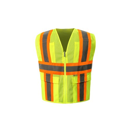 2W INTERNATIONAL Lime Mesh Contrast Hi-Vis Vest, 5X-Large, Class 2 M7048C-2 5XL